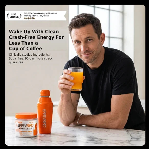 Wake up with clean, crash-free energy for less than a cup of coffee — EarlyBird Morning Cocktail